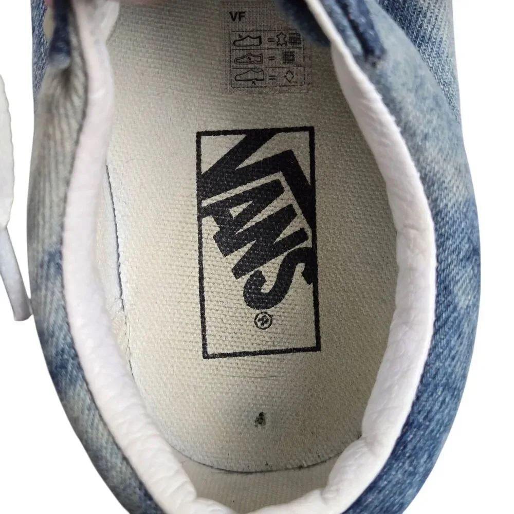 Vans Old Skool Acid Denim Skate Shoes Sneakers W 7.5 M 6 Blue White